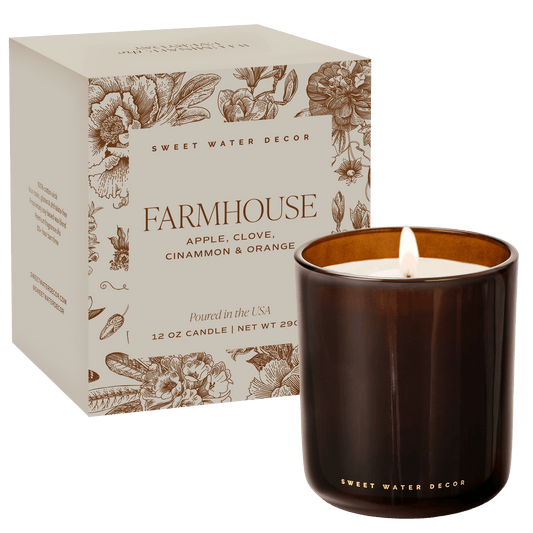 Farmhouse Soy Candle - Boxed Amber Tinted Glass Jar - 12 oz in - Candles photo
