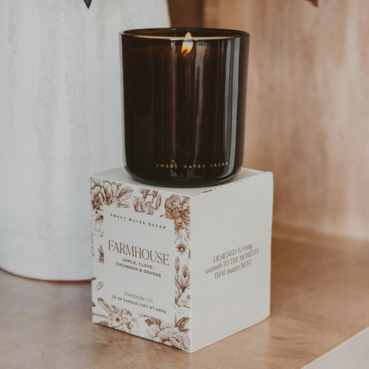 Farmhouse Soy Candle - Boxed Amber Tinted Glass Jar - 12 oz in - Candles photo
