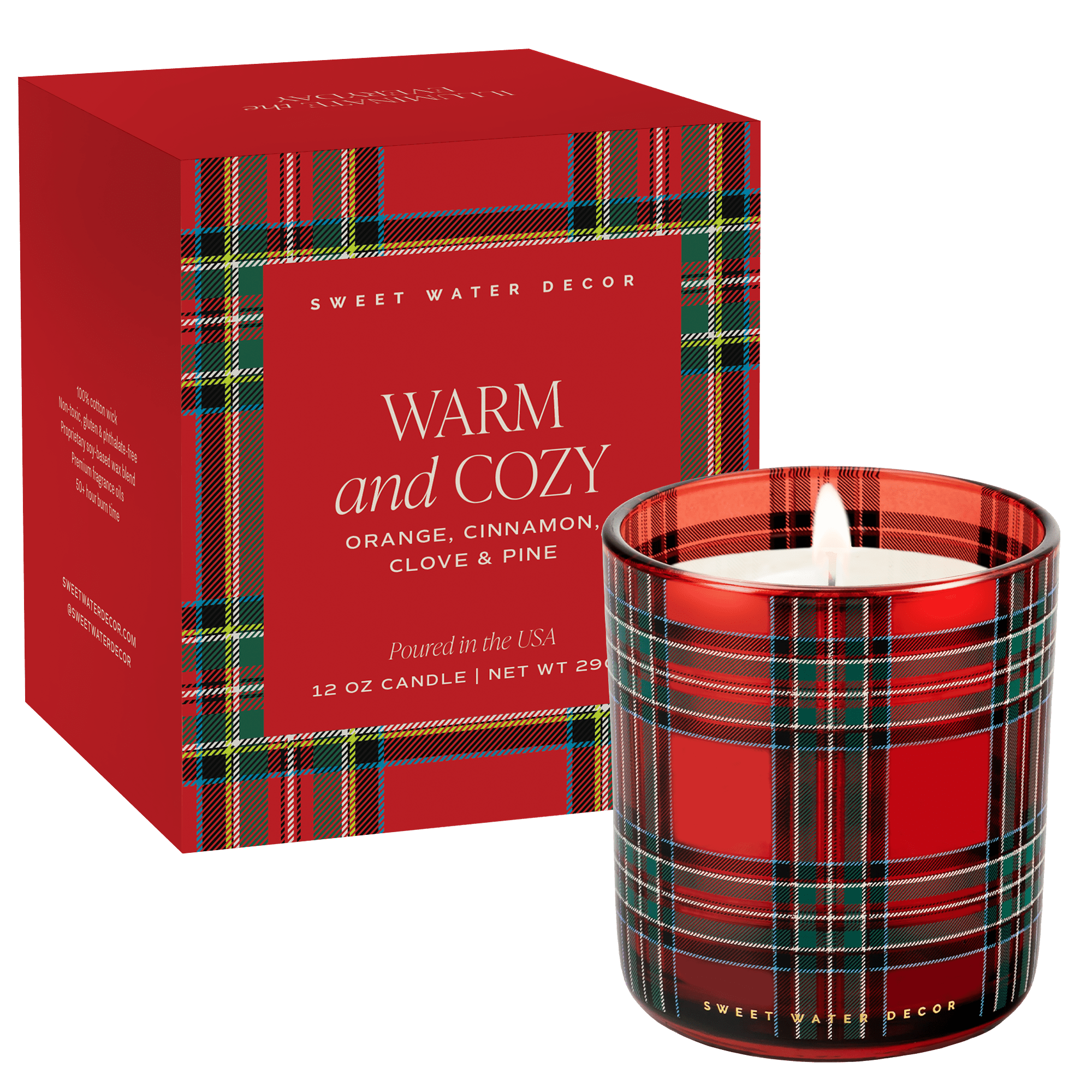 Warm and Cozy Soy Candle - Boxed Tinted Glass Jar - 12 oz