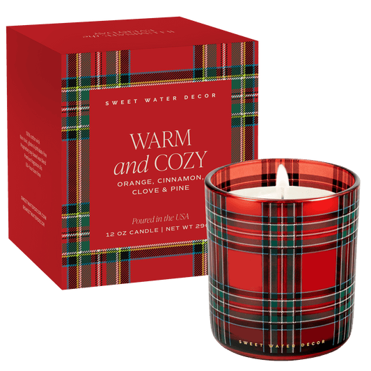 Warm and Cozy Soy Candle - Boxed Tinted Glass Jar - 12 oz -