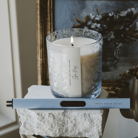Spa Day Soy Candle - Blue Tinted Glass Jar - 12 oz in - Candles photo