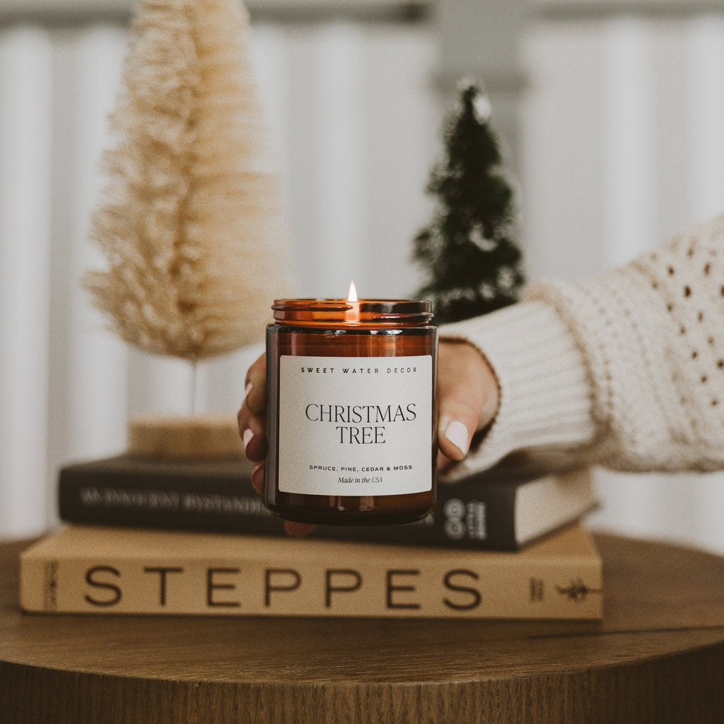 Christmas Tree Soy Candle - Amber Jar - 9 oz in - Candles photo