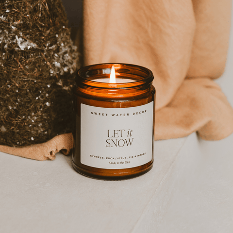 Let It Snow Soy Candle - 9 oz Amber Jar - SwagglyLife Home & Fashion