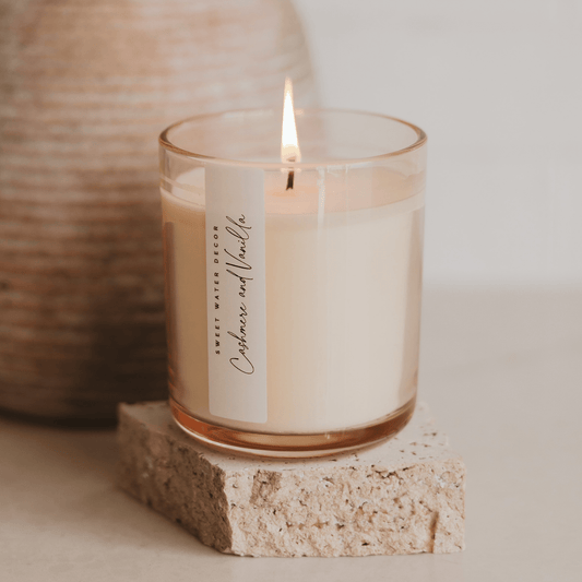 Cashmere and Vanilla Soy Candle - Tinted Glass Jar - 12 oz in - Candles photo