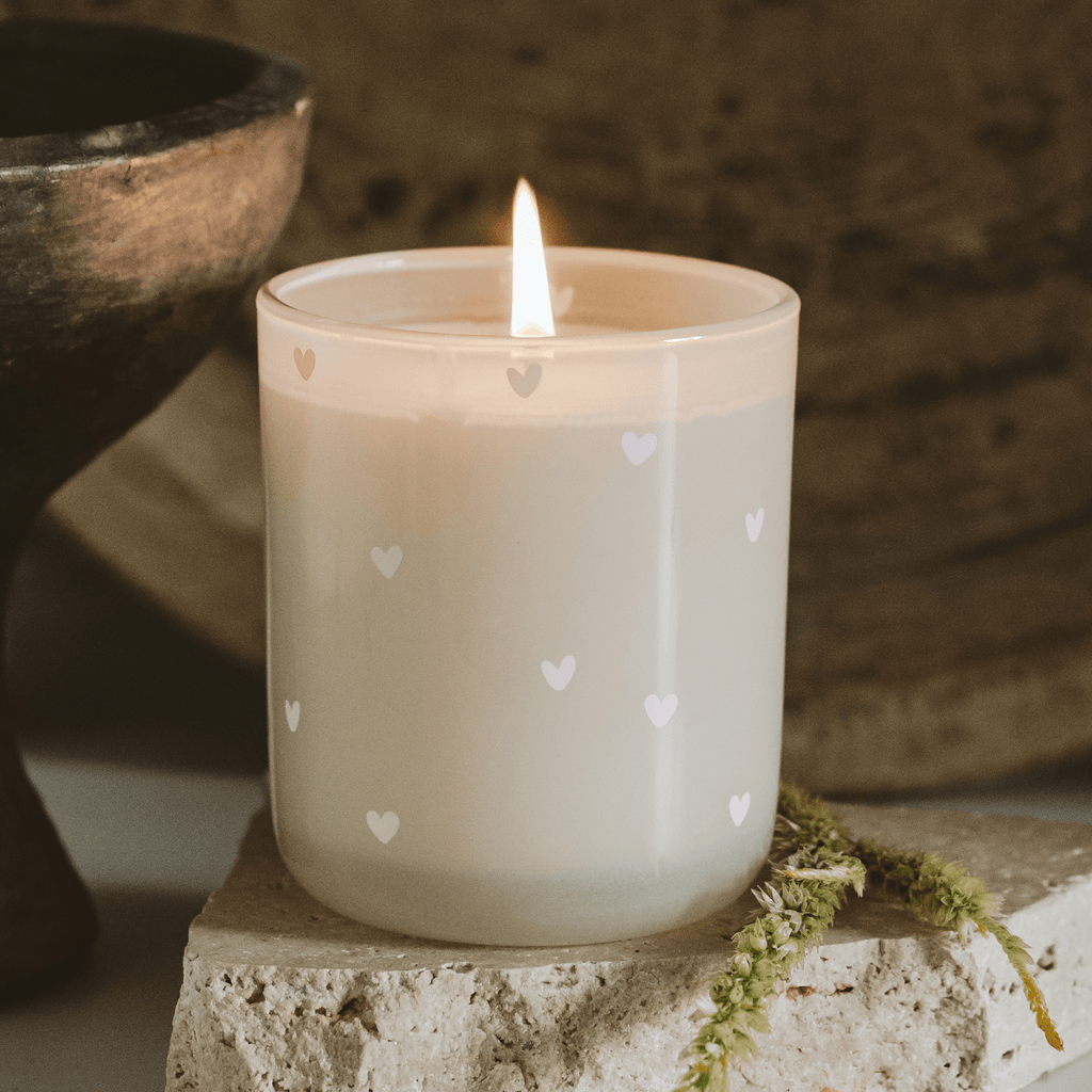All Over Hearts Soy Candle - Tinted Glass Jar - 12 oz in - Candles photo