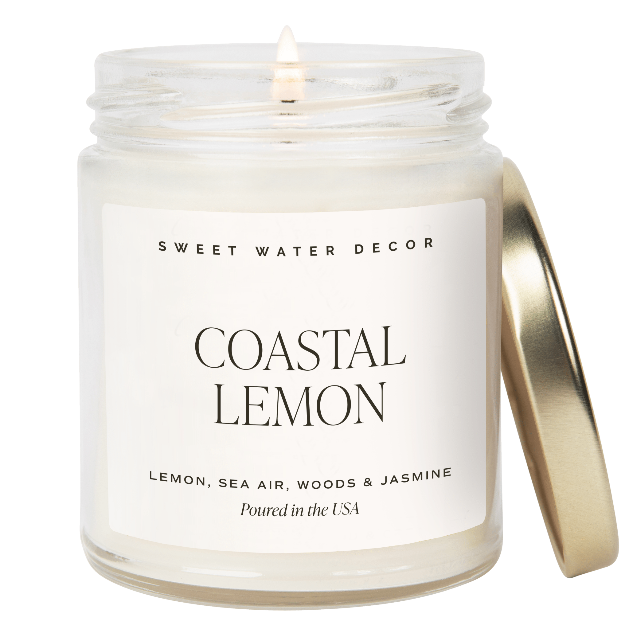 Coastal Lemon Soy Candle | 9 oz Clear Jar in - Candles photo