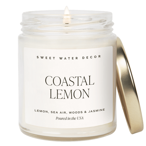 Coastal Lemon Soy Candle | 9 oz Clear Jar in - Candles photo