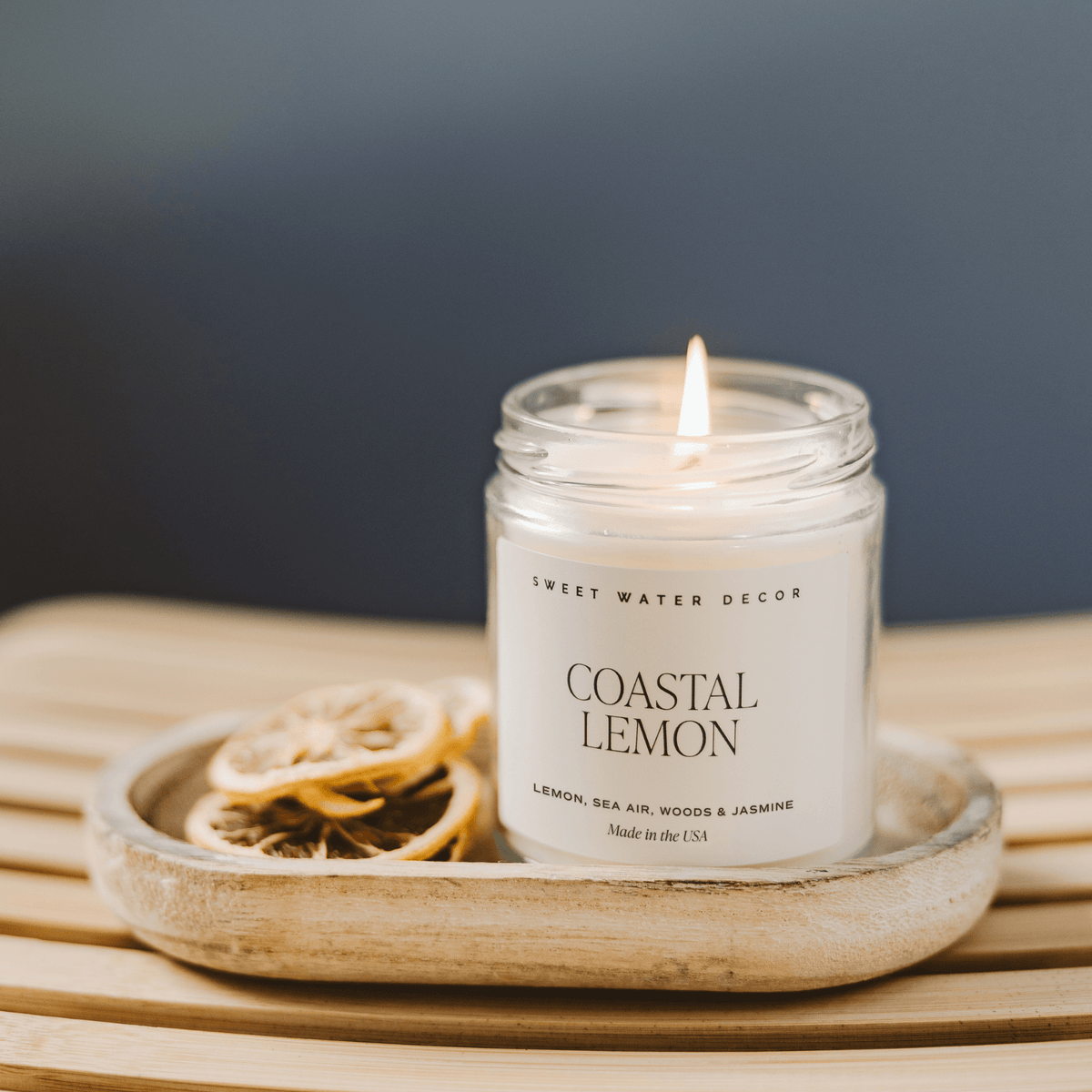 Coastal Lemon Soy Candle | 9 oz Clear Jar in - Candles photo