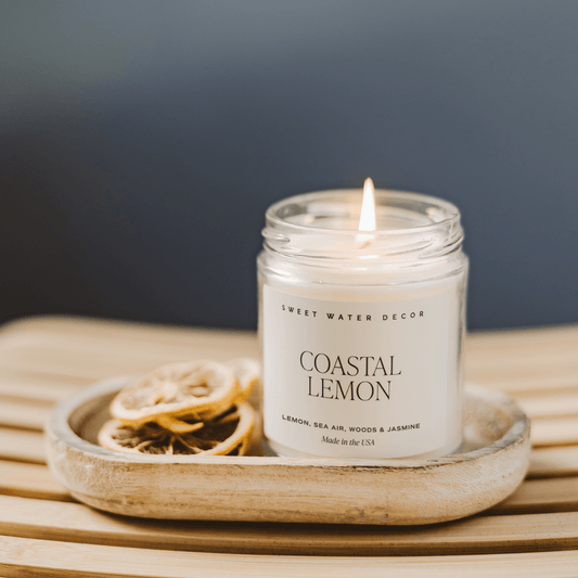 Coastal Lemon Soy Candle | 9 oz Clear Jar in - Candles photo