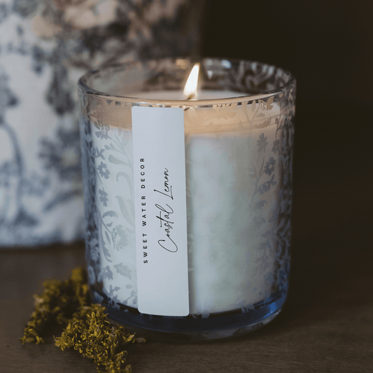 Coastal Lemon Soy Candle - Blue Tinted Glass Jar - 12 oz in - Candles photo