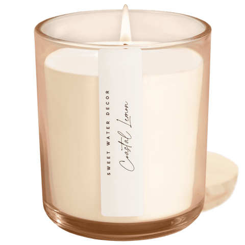 Coastal Lemon Soy Candle - Tinted Glass Jar - 12 oz