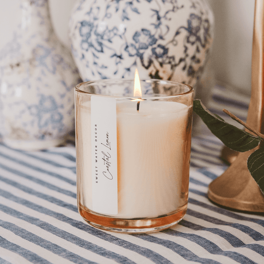 Coastal Lemon Soy Candle - Tinted Glass Jar - 12 oz | Sweet Water Decor in - Candles photo