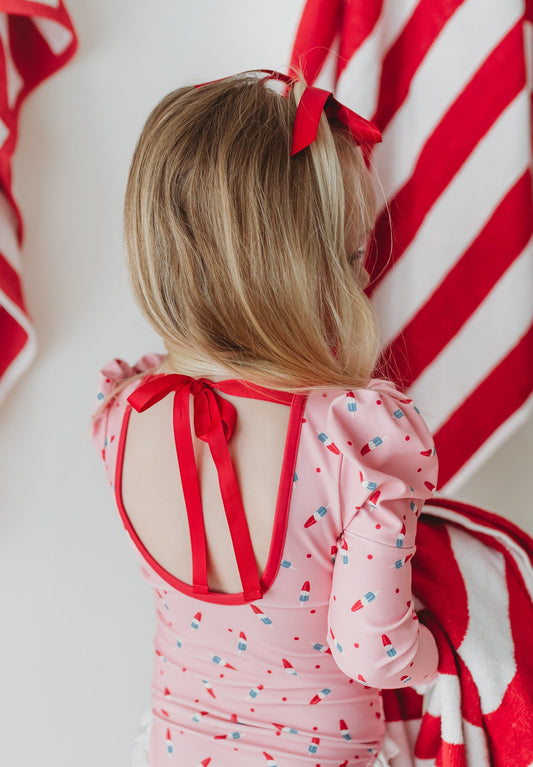 *PREORDER* Long Sleeve Rashguard - Pink Patriot Pop in - Swimwear photo