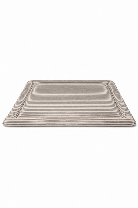 Little Mae & Co. Grey Ivory Stripe Padded Baby Play Mat -