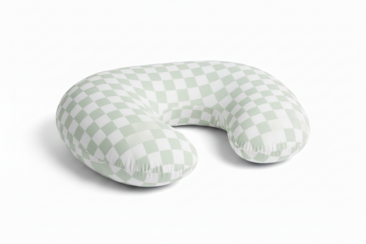 Leaf Green & White Checkered Nursing Pillow Cover in - photo