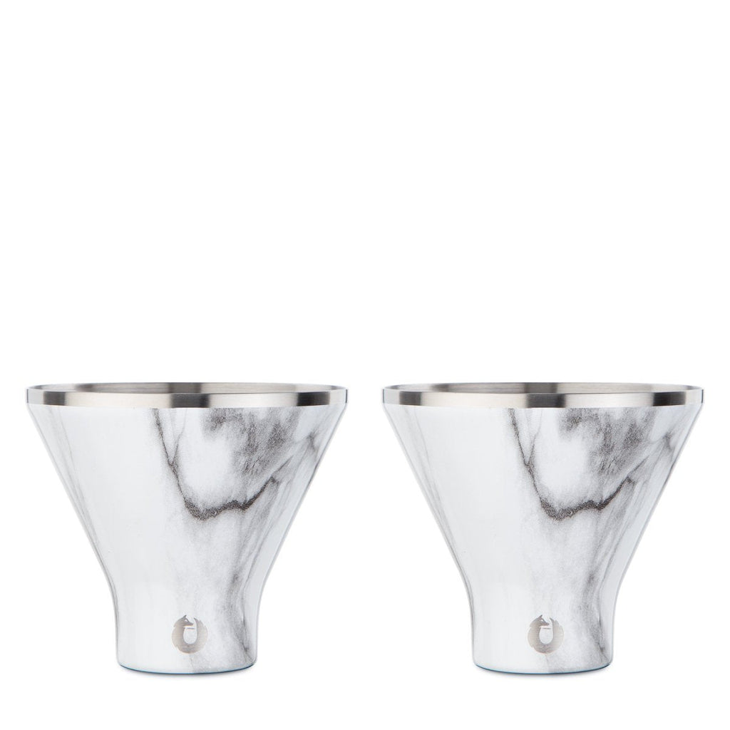 Snowfox Stainless Steel Martini Glass, Set of 2 - Marble in Marble - Barware photo