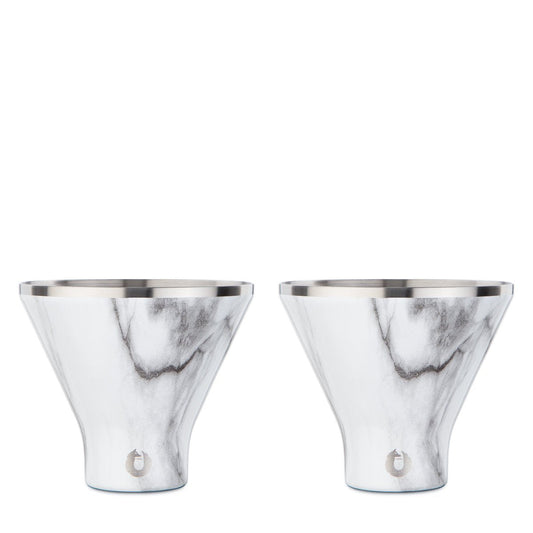 Snowfox Stainless Steel Martini Glass, Set of 2 - Marble in Marble - Barware photo