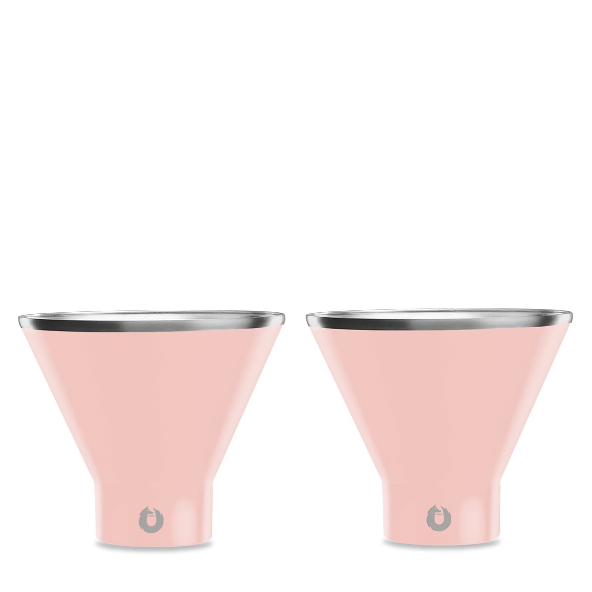 Snowfox Stainless Steel Martini Glass, Set of 2 - Soft Pink in SoftPink - Barware photo