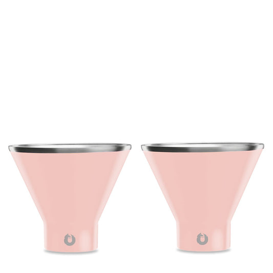 Snowfox Stainless Steel Martini Glass, Set of 2 - Soft Pink in SoftPink - Barware photo