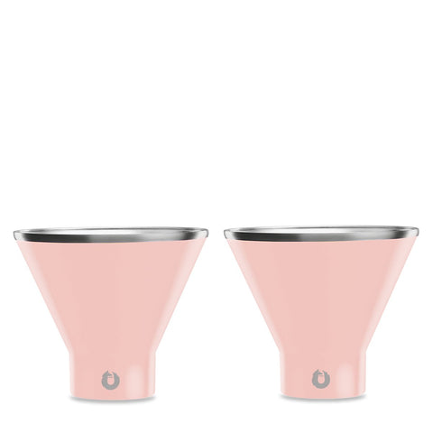 Snowfox Stainless Steel Martini Glass, Set of 2 - Soft Pink in SoftPink - Barware photo