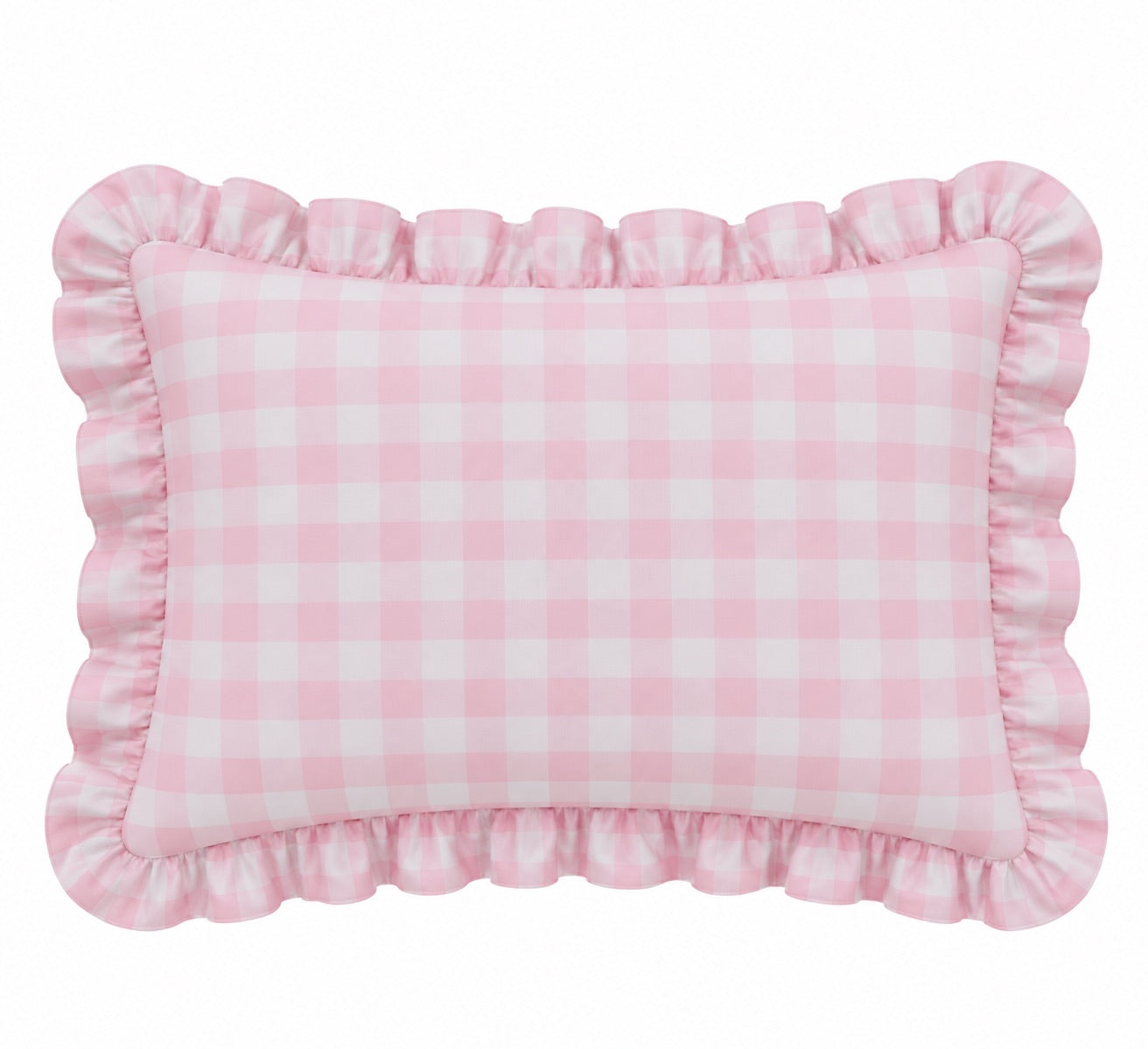 Little Mae & Co. Standard Ruffle Pillow Case Cover - Light Pink Checkered