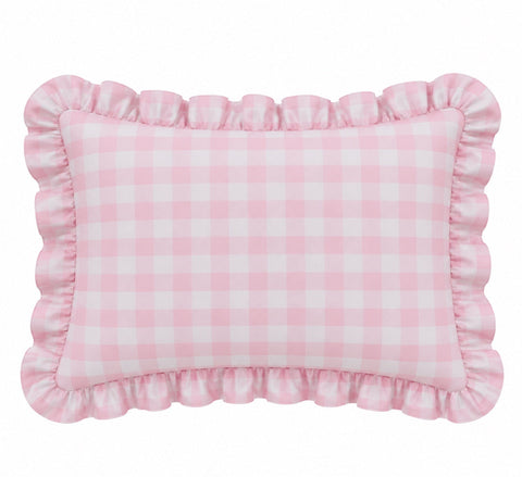 Little Mae & Co. Standard Ruffle Pillow Case Cover - Light Pink Checkered