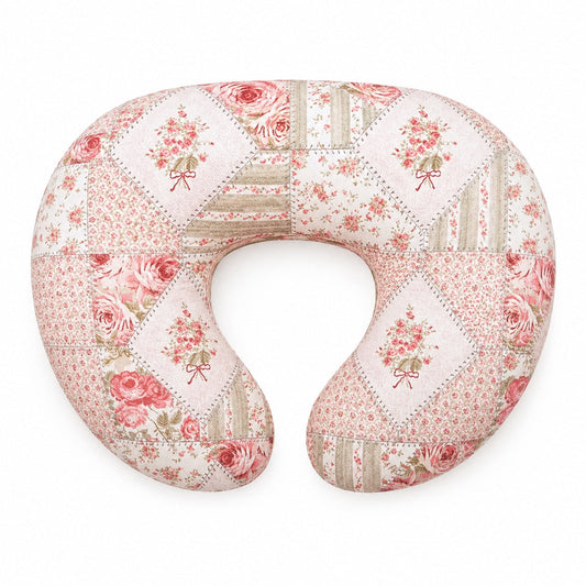 Pink Green Patchwork Ruffle Nursing Pillow Cover in Original Cover No Ruffle - photo