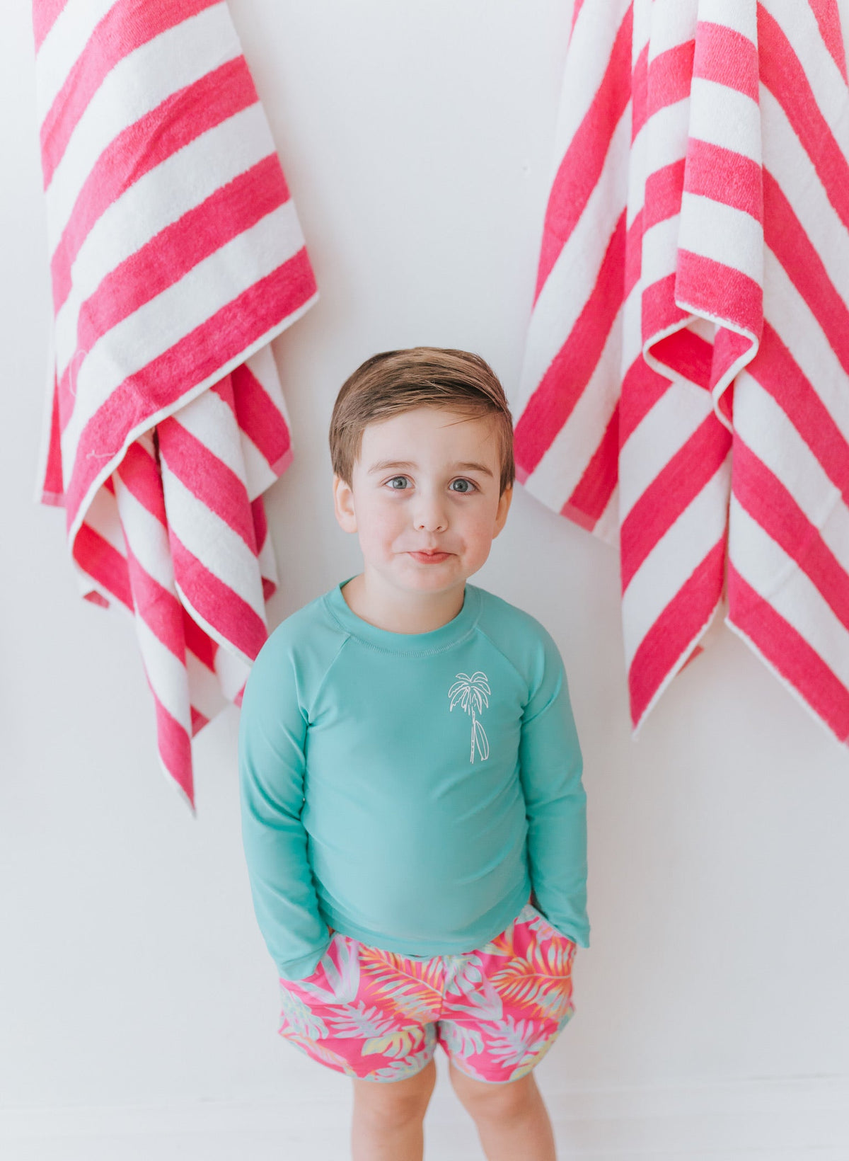 Pink Palm Paradise Swim Shorts -