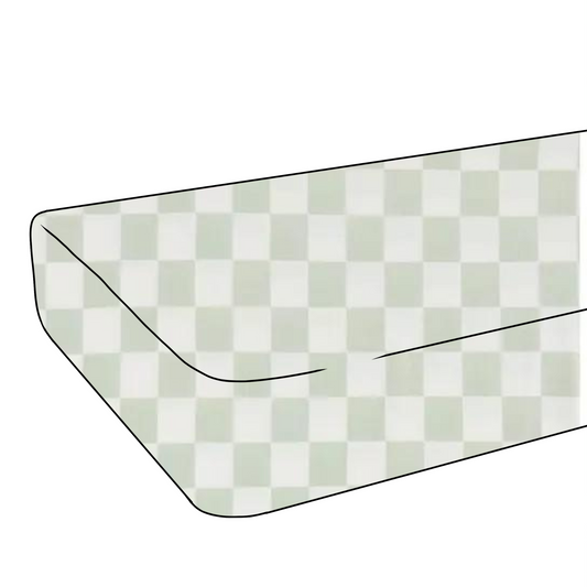 Leaf Green & White Checkered Crib Sheet in - photo