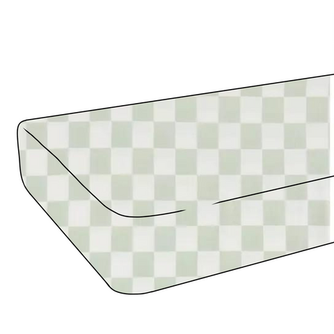 Leaf Green & White Checkered Crib Sheet