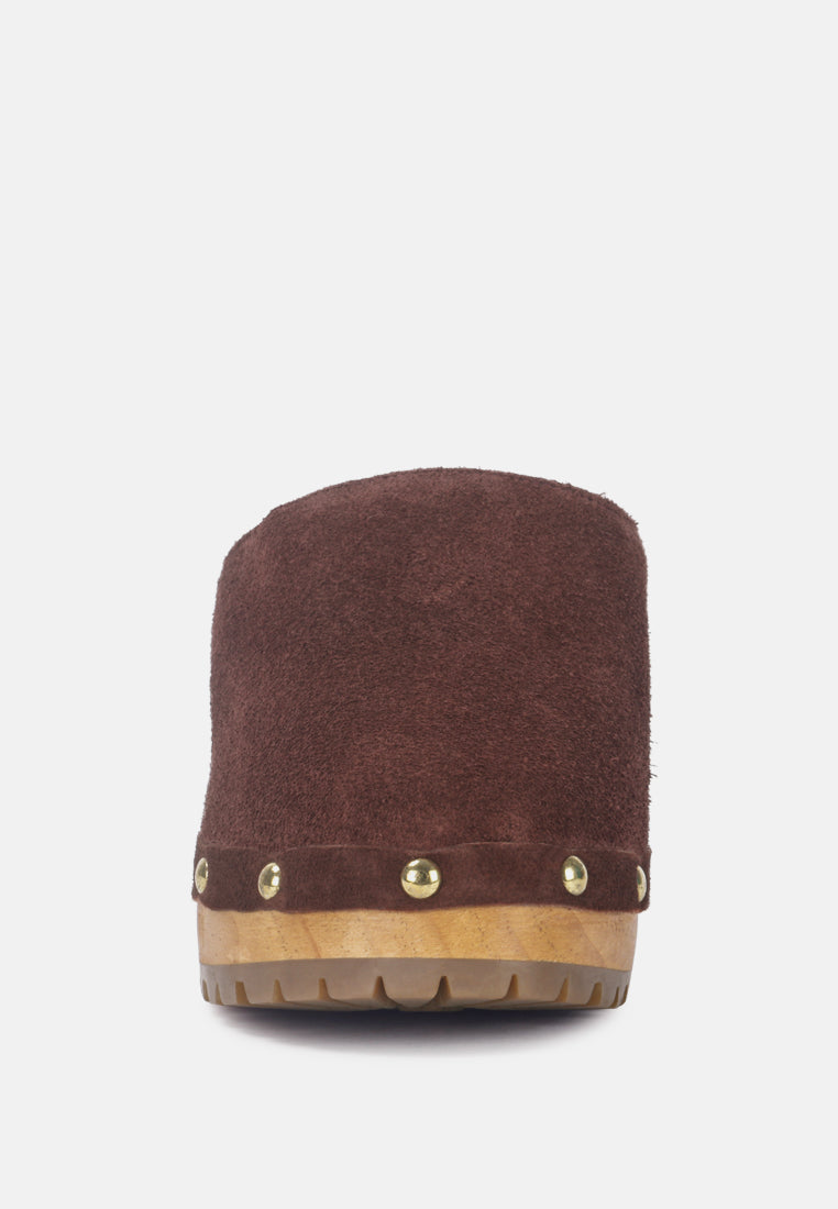 Cedrus Fine Suede Studded Clogs Mules in - Clogs photo