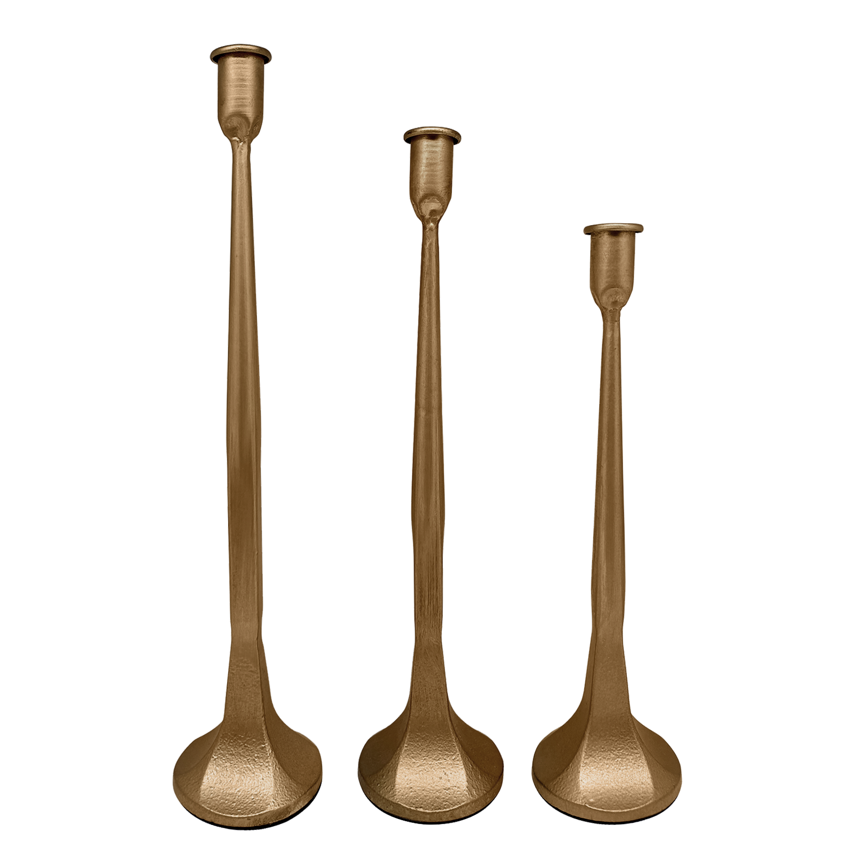 Gold Cast Iron Taper Candle Holders