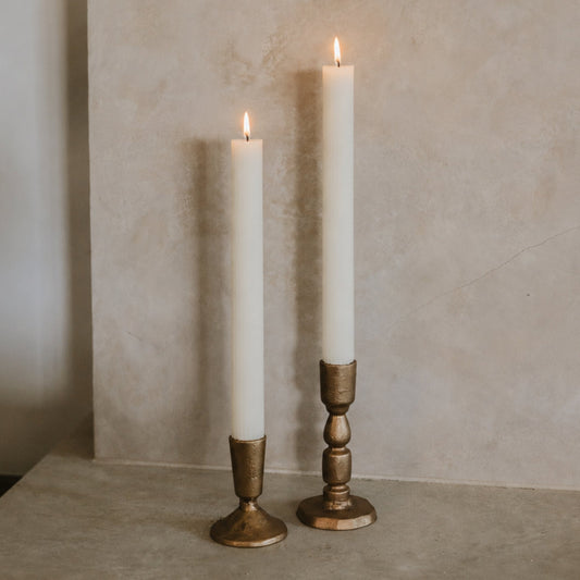 Gold Cast Iron Taper Candle Holders - Set of 2 in - taper holder photo