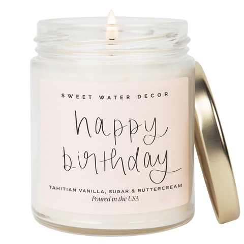 Happy Birthday Soy Candle - Clear Jar - 9 oz in - Candles photo