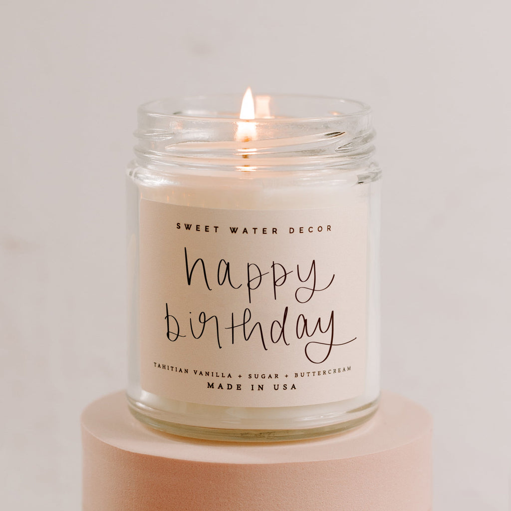 Happy Birthday Soy Candle - Clear Jar - 9 oz in - Candles photo