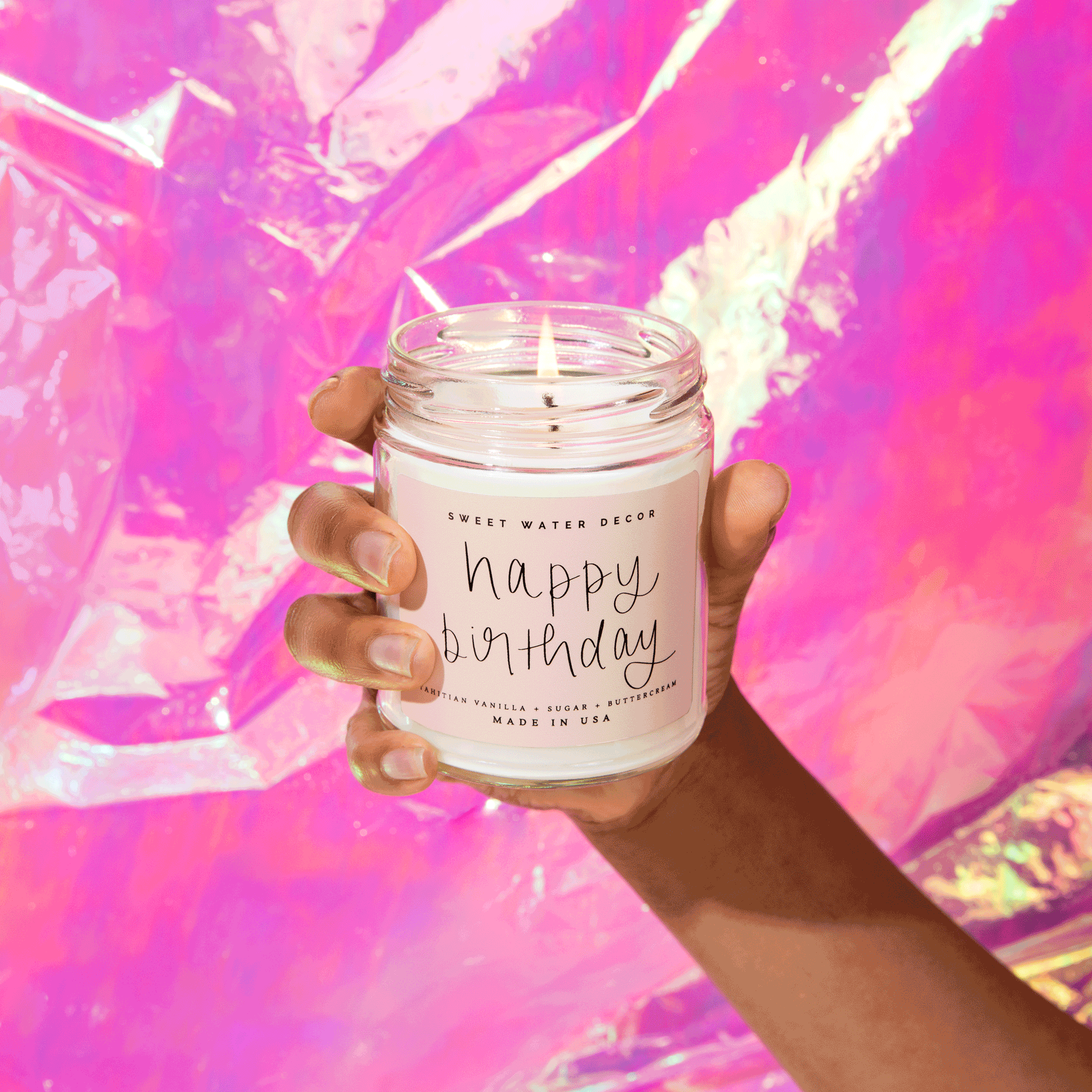 Happy Birthday Soy Candle - Clear Jar - 9 oz in - Candles photo