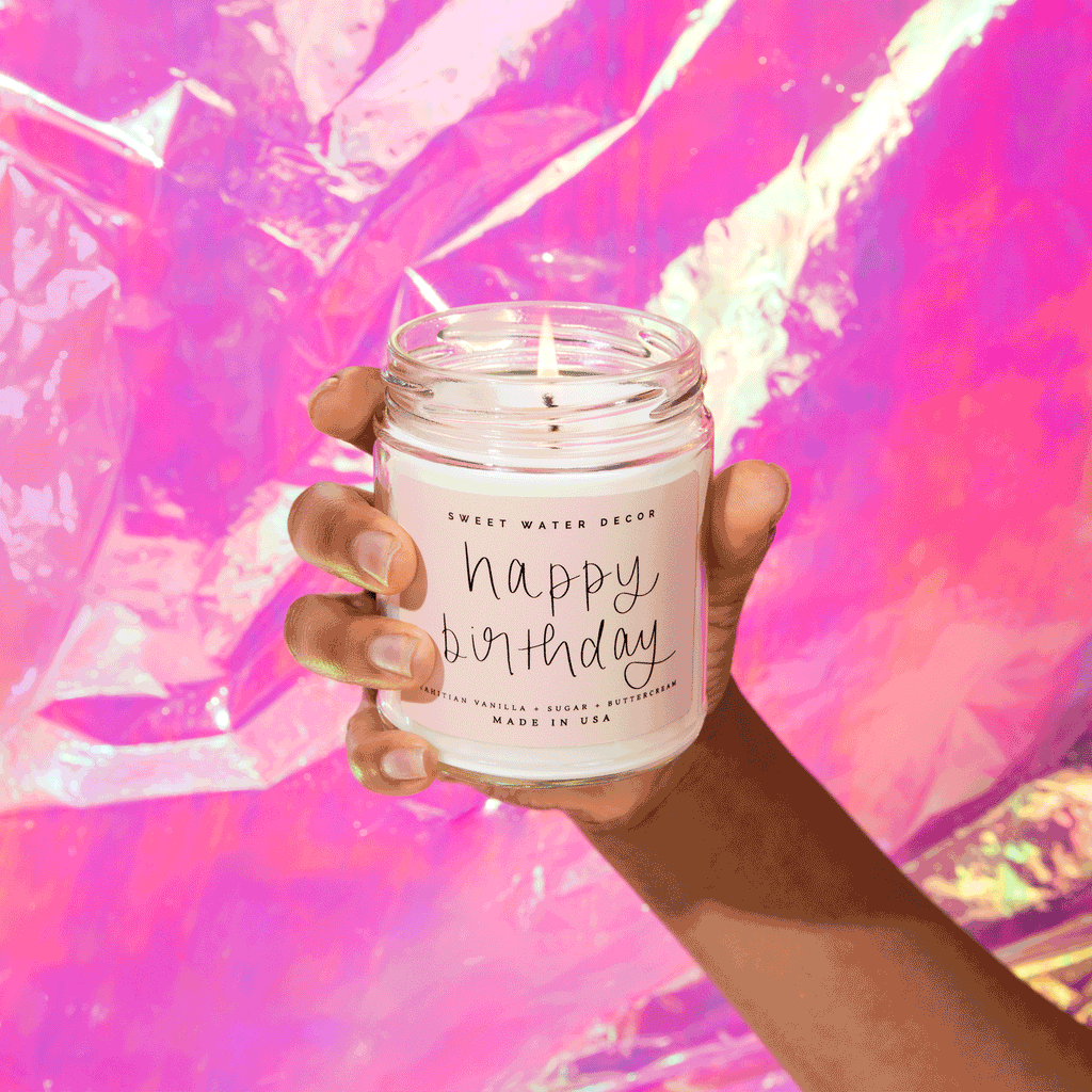 Happy Birthday Soy Candle - Clear Jar - 9 oz in - Candles photo