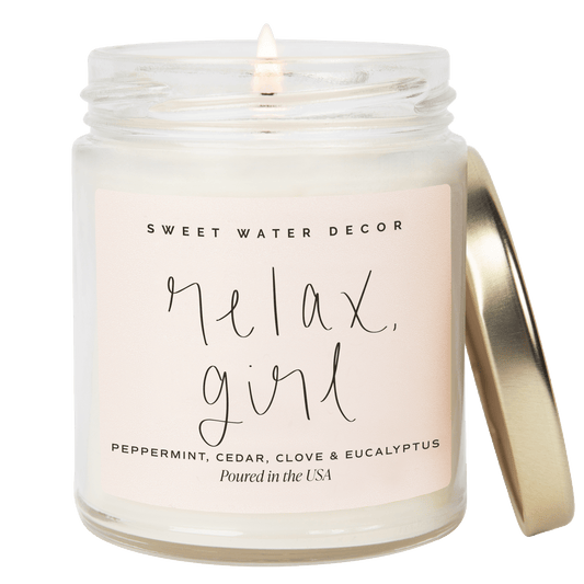 Relax, Girl Soy Candle - Clear Jar - 9 oz (Relaxation) in - Candles photo