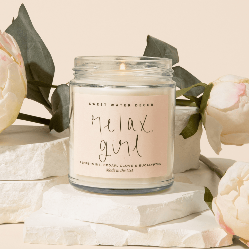 Relax, Girl Soy Candle - Clear Jar - 9 oz (Relaxation) in - Candles photo