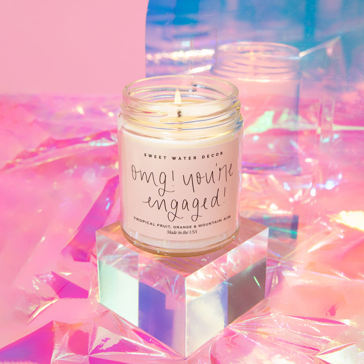 OMG! You're Engaged! Soy Candle - Clear Jar - 9 oz in - Candles photo
