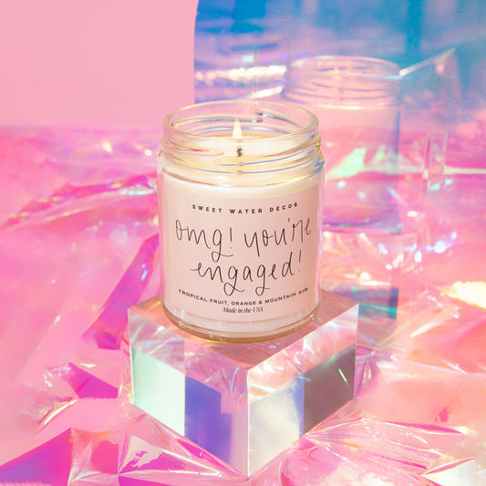 OMG! You're Engaged! Soy Candle - Clear Jar - 9 oz in - Candles photo