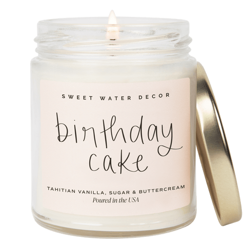 Birthday Cake Soy Candle - Clear Jar - 9 oz in - Candles photo