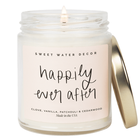 Happily Ever After Soy Candle - Clear Jar - 9 oz (Palo Santo Patchouli) in - Candles photo