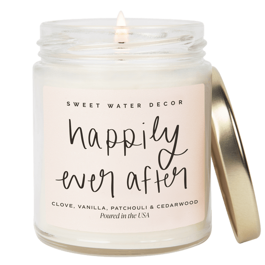 Happily Ever After Soy Candle - Clear Jar - 9 oz (Palo Santo Patchouli) in - Candles photo