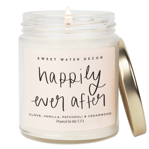 Happily Ever After Soy Candle - Clear Jar - 9 oz (Palo Santo Patchouli) in - Candles photo