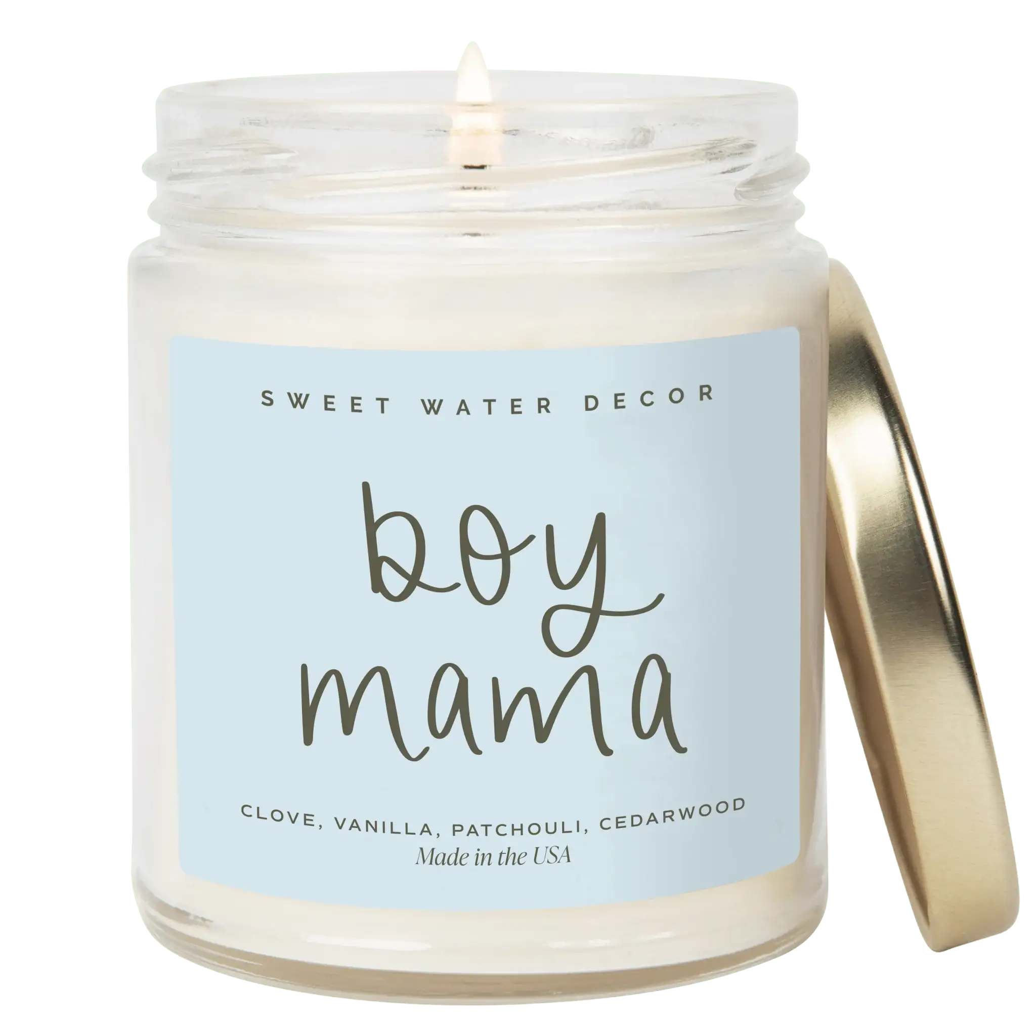 Boy Mama Soy Candle - Clear Jar - 9 oz (Palo Santo Patchouli)