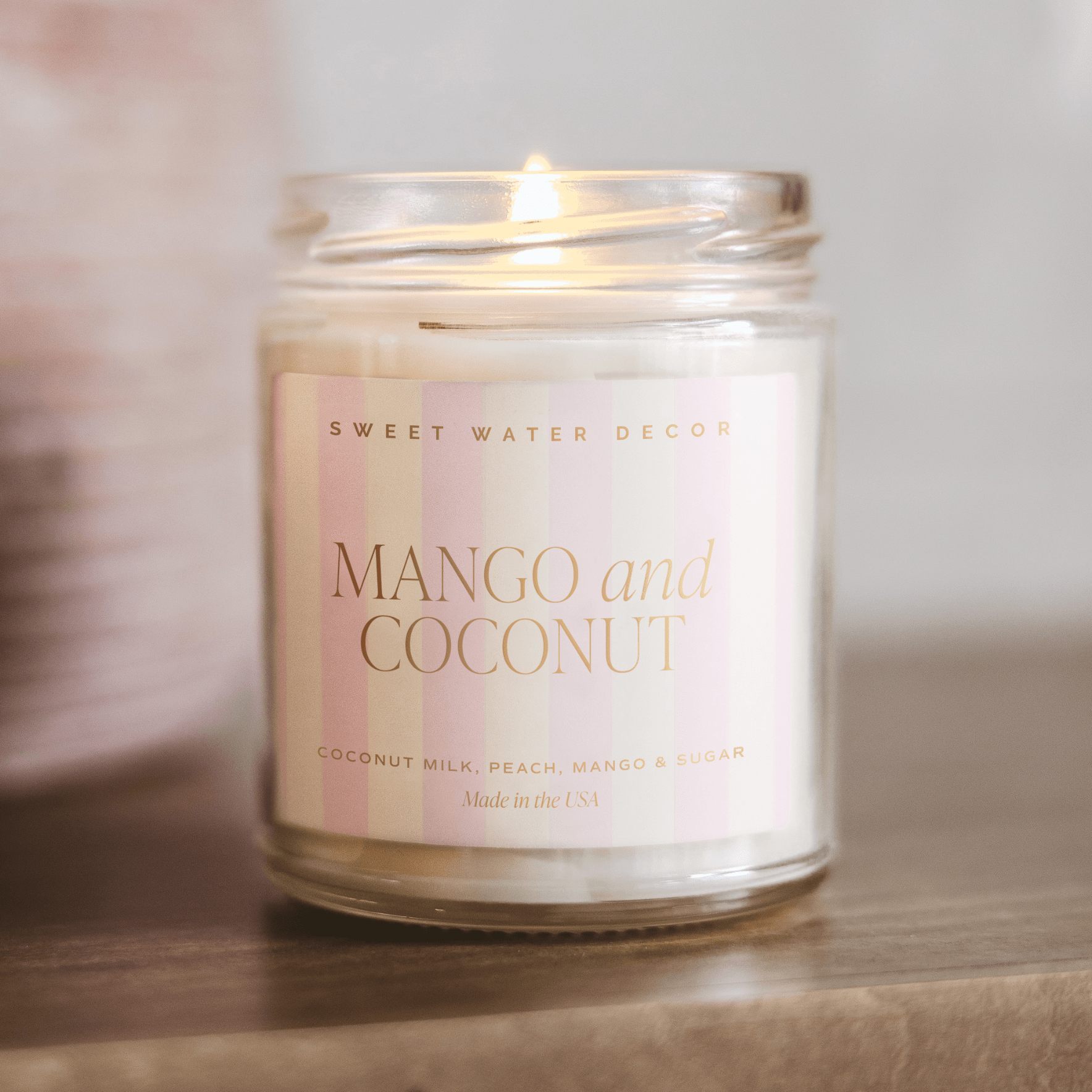 Sweet Water Decor Mango and Coconut Soy Patterned Candle - Clear Jar - 9 oz in - Candles photo