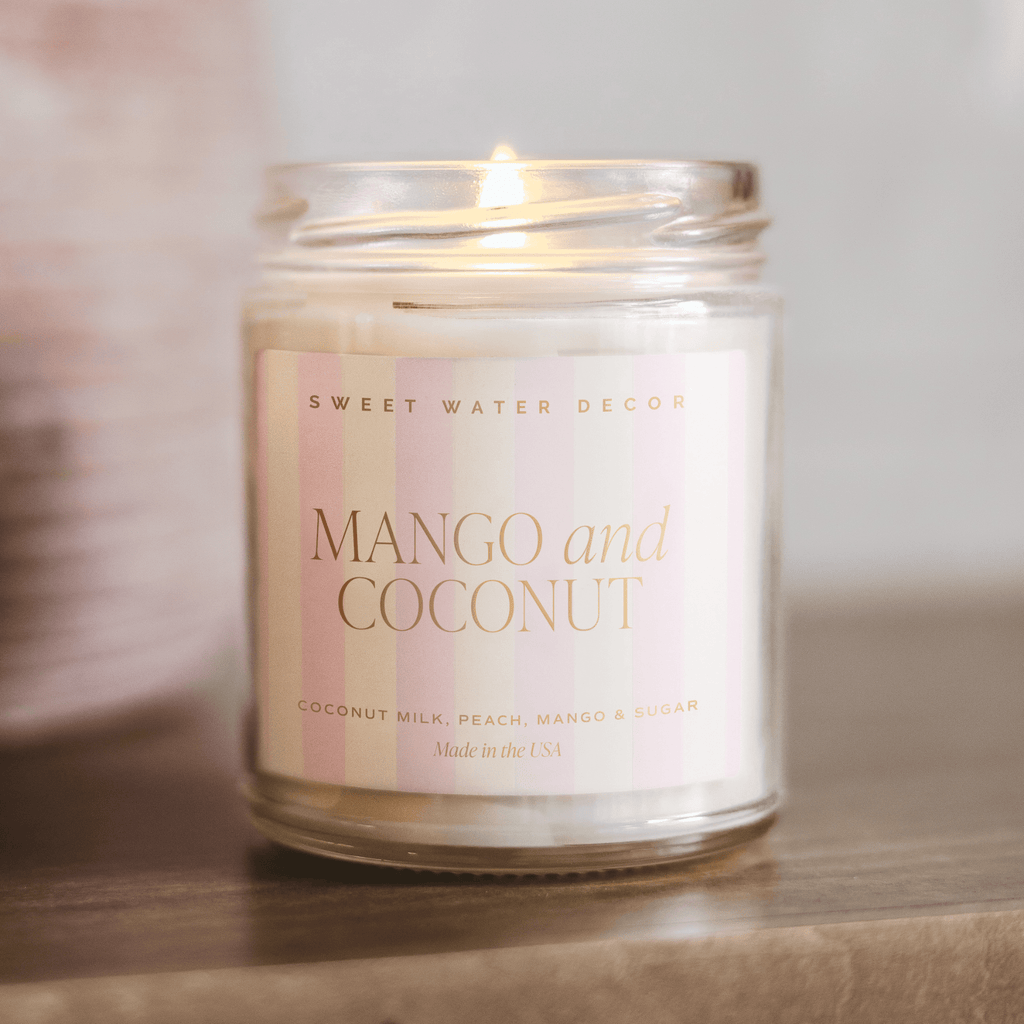 Sweet Water Decor Mango and Coconut Soy Patterned Candle - Clear Jar - 9 oz in - Candles photo