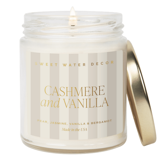 Cashmere and Vanilla Soy Patterned Candle - Clear Jar - 9 oz in - Candles photo