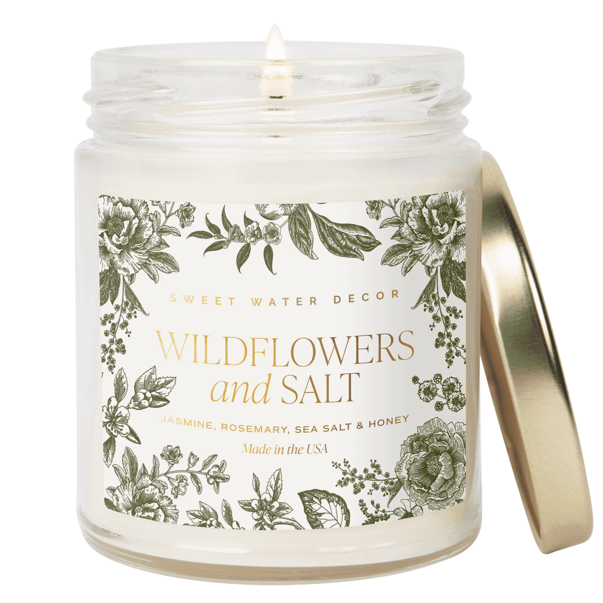Wildflowers and Salt Soy Patterned Candle - Clear Jar - 9 oz in - Candles photo